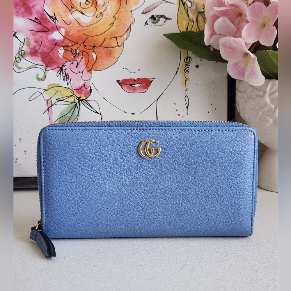 GUCCI GG Marmont Leather Zip Around Long Wallet